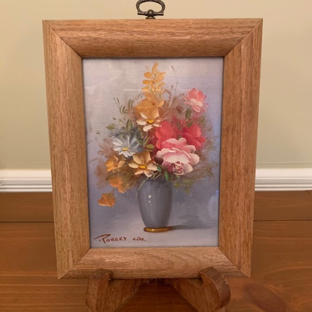 Robert Cox Framed Oil Painting~Vase w/Flowers